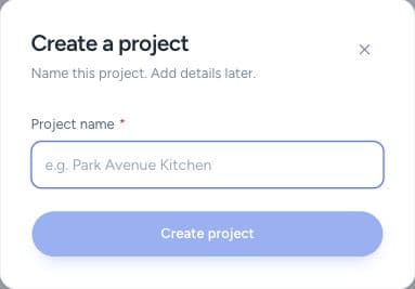 Create a project with a name. Add its contact, budget, and other details afterward.